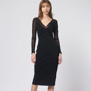 Raquel Allegra Poppy Midi Dress in Black Size XXS NWT